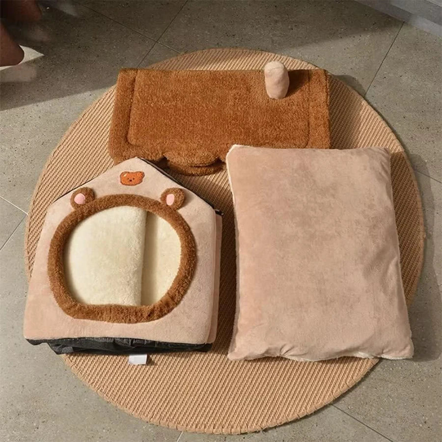 Foldable Sleeping Pet House Removable Washable Cat Cube Hide House Puppy Cave Sofa Pet Bed House for Small Dogs Medium Cats