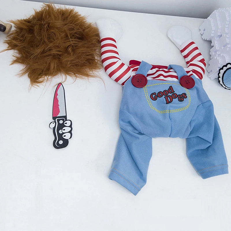 Funny Dog Clothes Dogs Cosplay Costume Halloween Comical Outfits Holding A Knife Set Pet Cat Dog Festival Party Clothing 2023