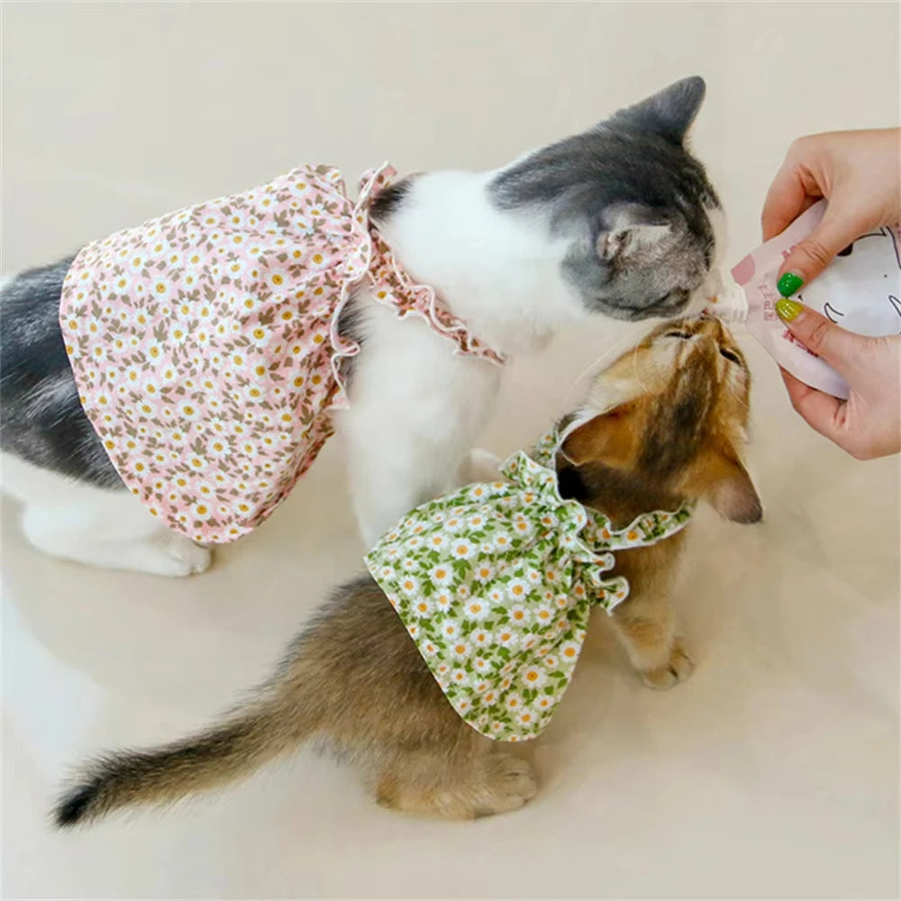 Pet Clothes Spring/Summer Small Cat/Dog Small Daisy Shoulder Strap Princess Dress Pet clothes Kitten/Dog Gentle dress