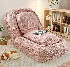 Upholstered Human Dog Bed for Adult & Pets, Convertible Lazy Sofa Bed with 5 Adjustable Position, Comfy Tatami Bean Bag Lounge C