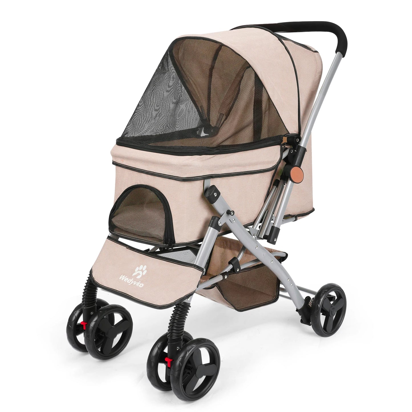 Foldable Cat Dog Stroller Detachable Easy Assembly Pet Travel Carrier W/Shock Absorption Folding Resistant to dirt