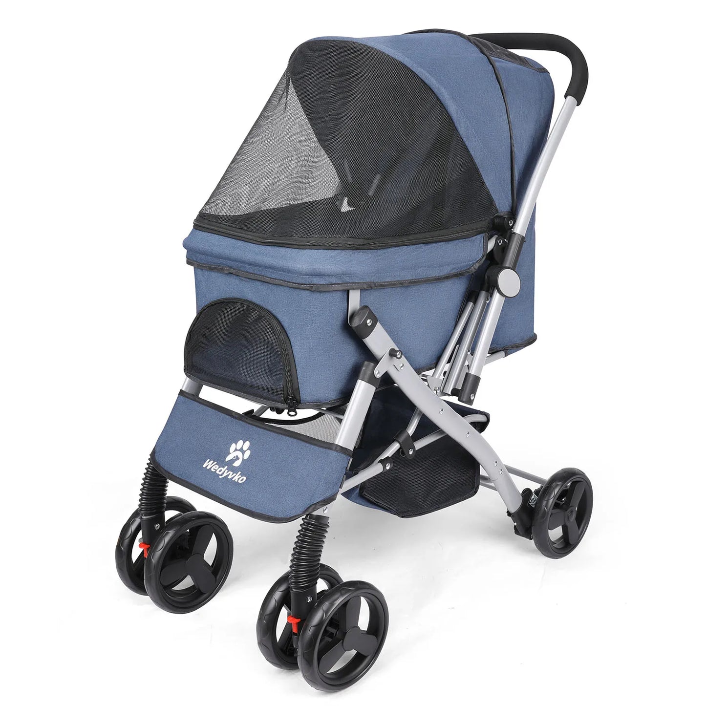 Foldable Cat Dog Stroller Detachable Easy Assembly Pet Travel Carrier W/Shock Absorption Folding Resistant to dirt