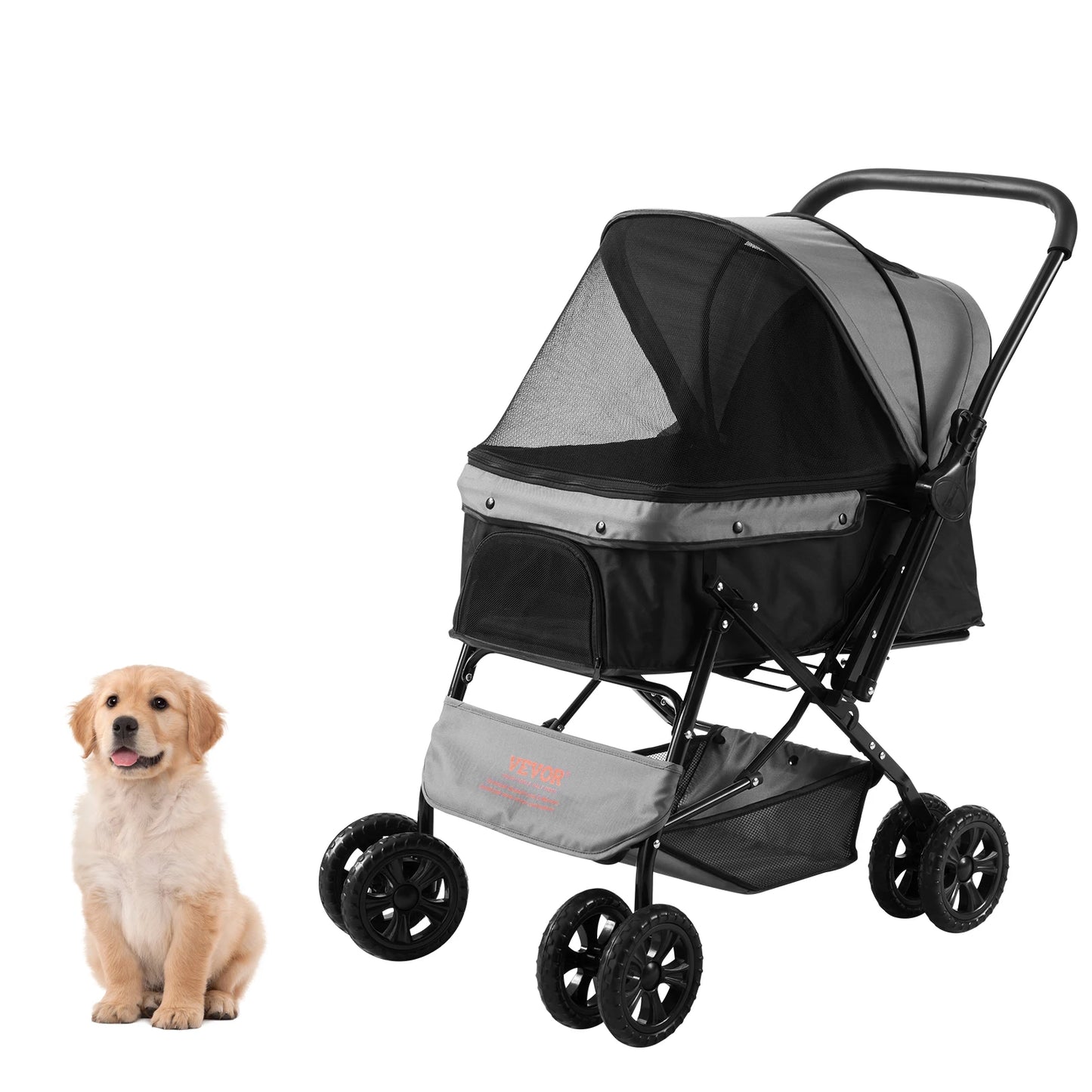 VEVOR Pet Stroller Rotate Dog Stroller with Puppy Strollers Portable Foldable Trolley for Small to Medium Sized Dogs Outdoor